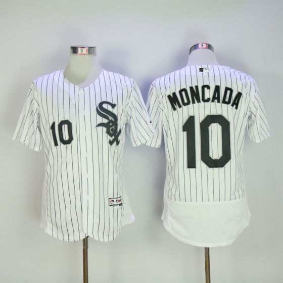 Men Chicago White Sox 10 Moncada White Elite MLB Jerseys